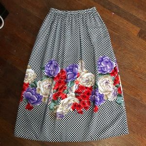 Vintage Skirt / vintage Dress - 80s 90s Checkered Floral Print